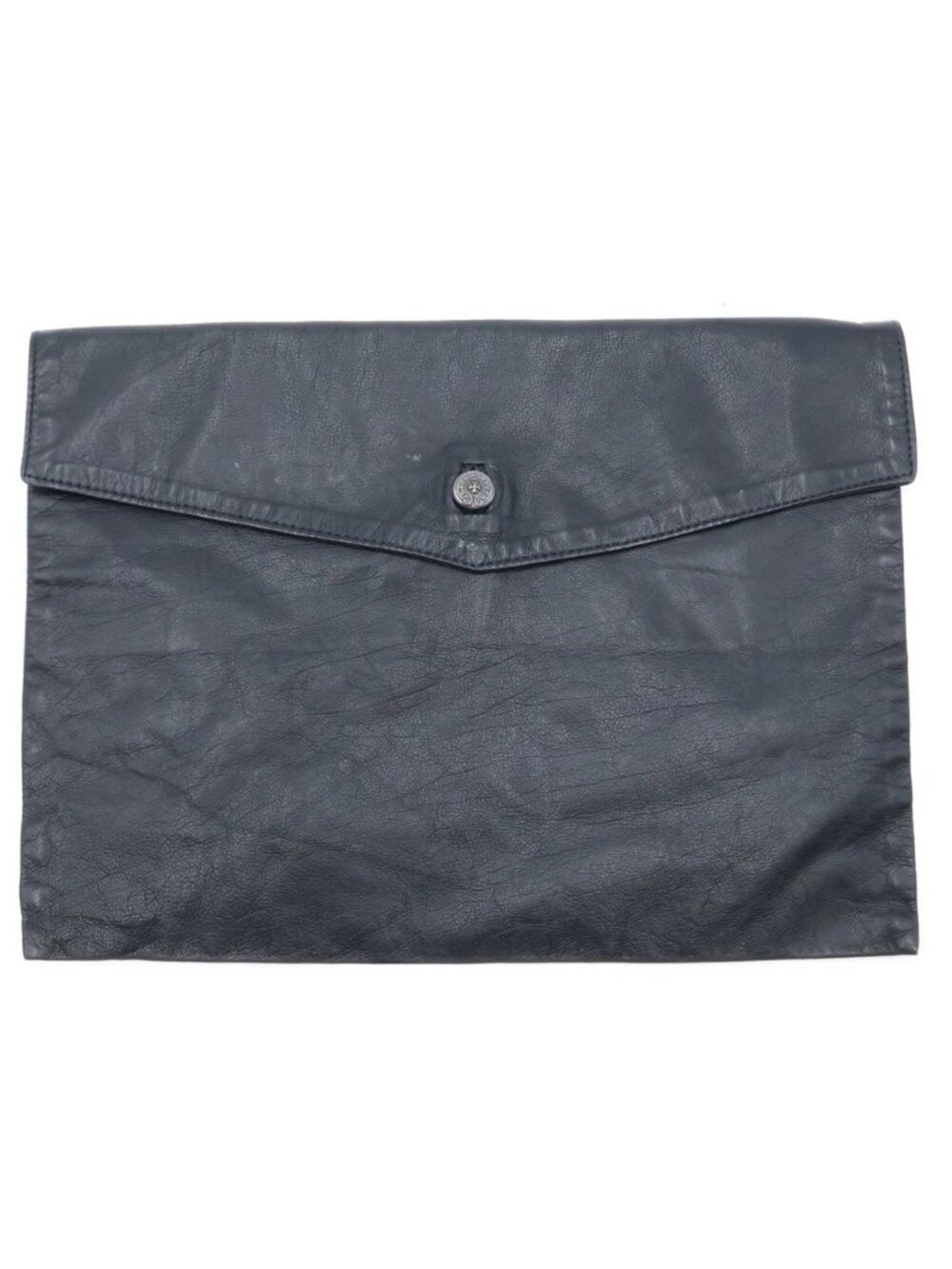 Chrome Hearts Horseshoe Button Leather Clutch Black